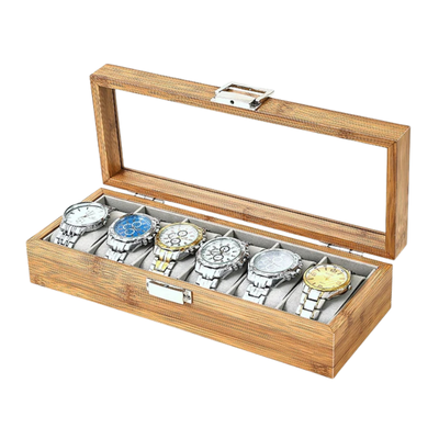 CAIXA ORGANIZADORA DE RELÓGIOS DE BAMBU